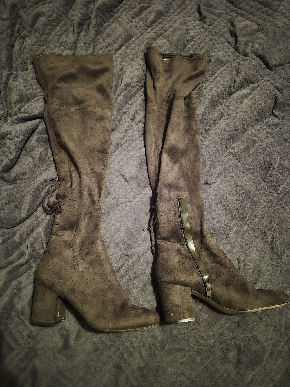 Aldo Brown Suede Over-the-Knee Block Heel Boots
